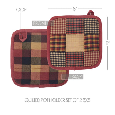 Heritage Farms Primitive Check Pot Holder Set of 2 8x8 - The Fox Decor